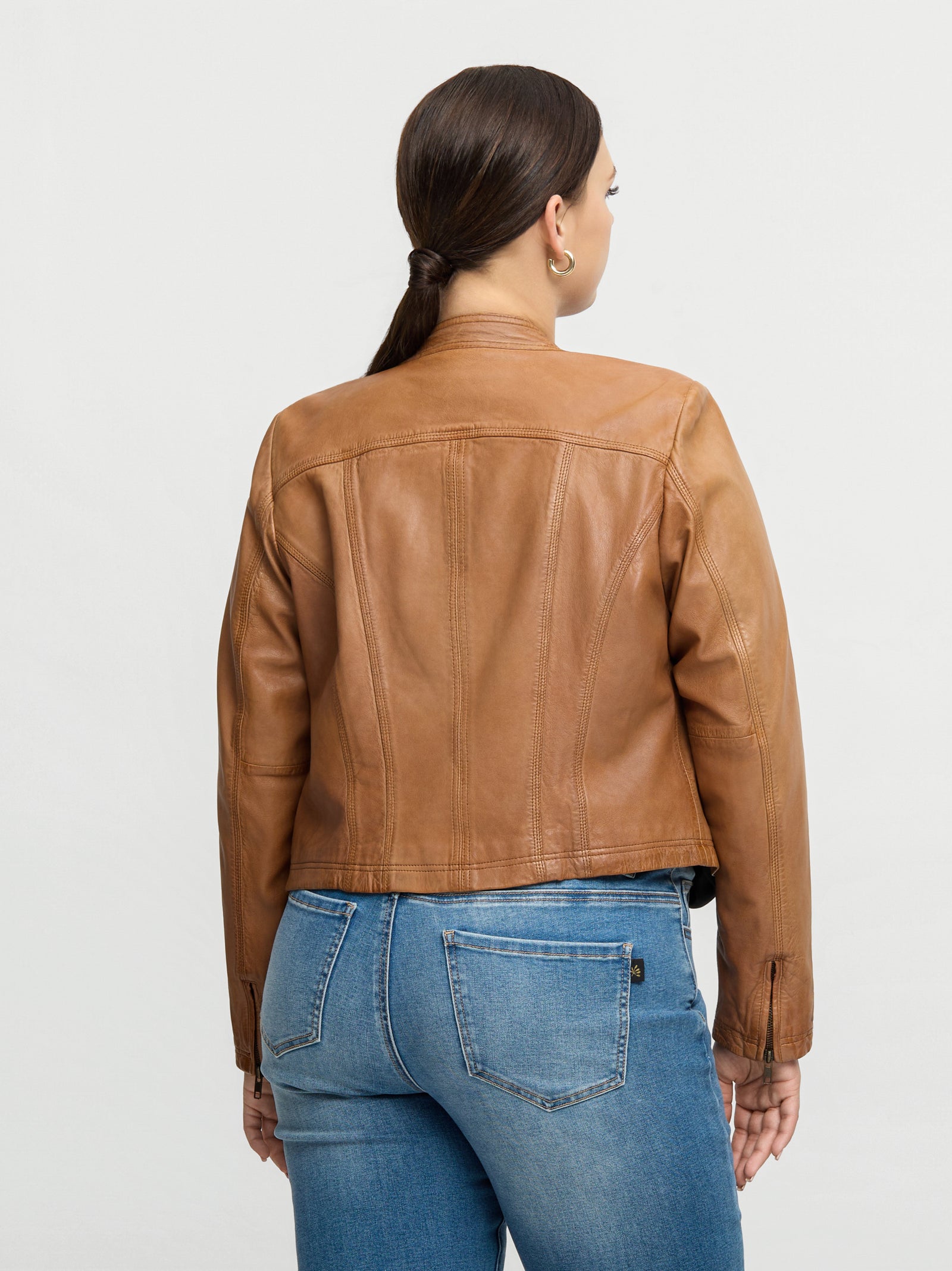 ALEXIA LEATHER JACKET - Cognac – zoey-denmark.com