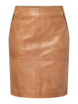 ALONDRA LEATHER SKIRT - Cognac – zoey-denmark.com