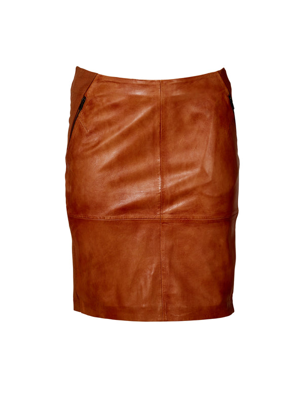 ZOEY ALONDRA LEATHER SKIRT Skirts 233 Cognac