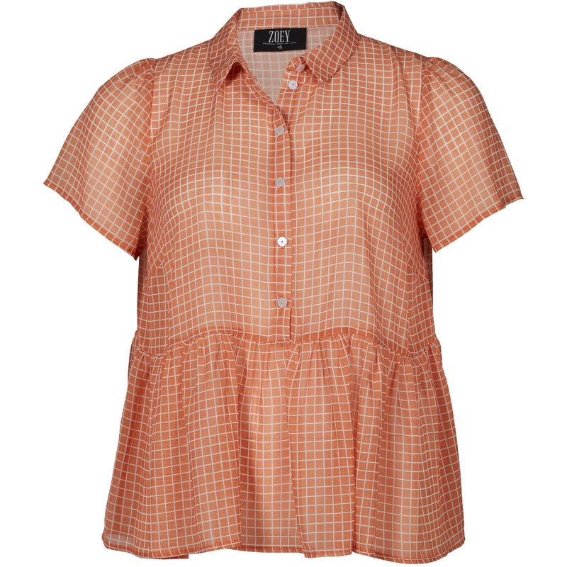 ZOEY CHECKERED BLOUSE WITH GATHERED SEAM Blouses 646 Peach puff