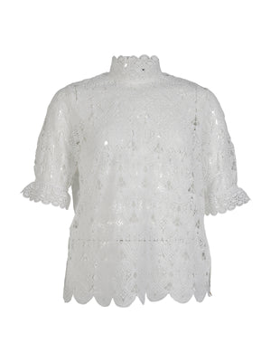 Pulcykp Long Sleeve Blouse Women Stand Collar White Chiffon