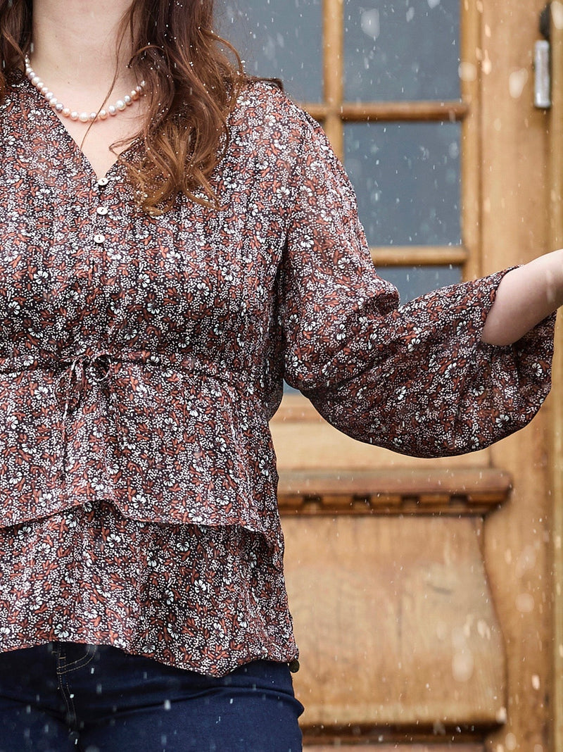 ZOEY ELAINE BLOUSE Blouses 290 Coffee Brown mix