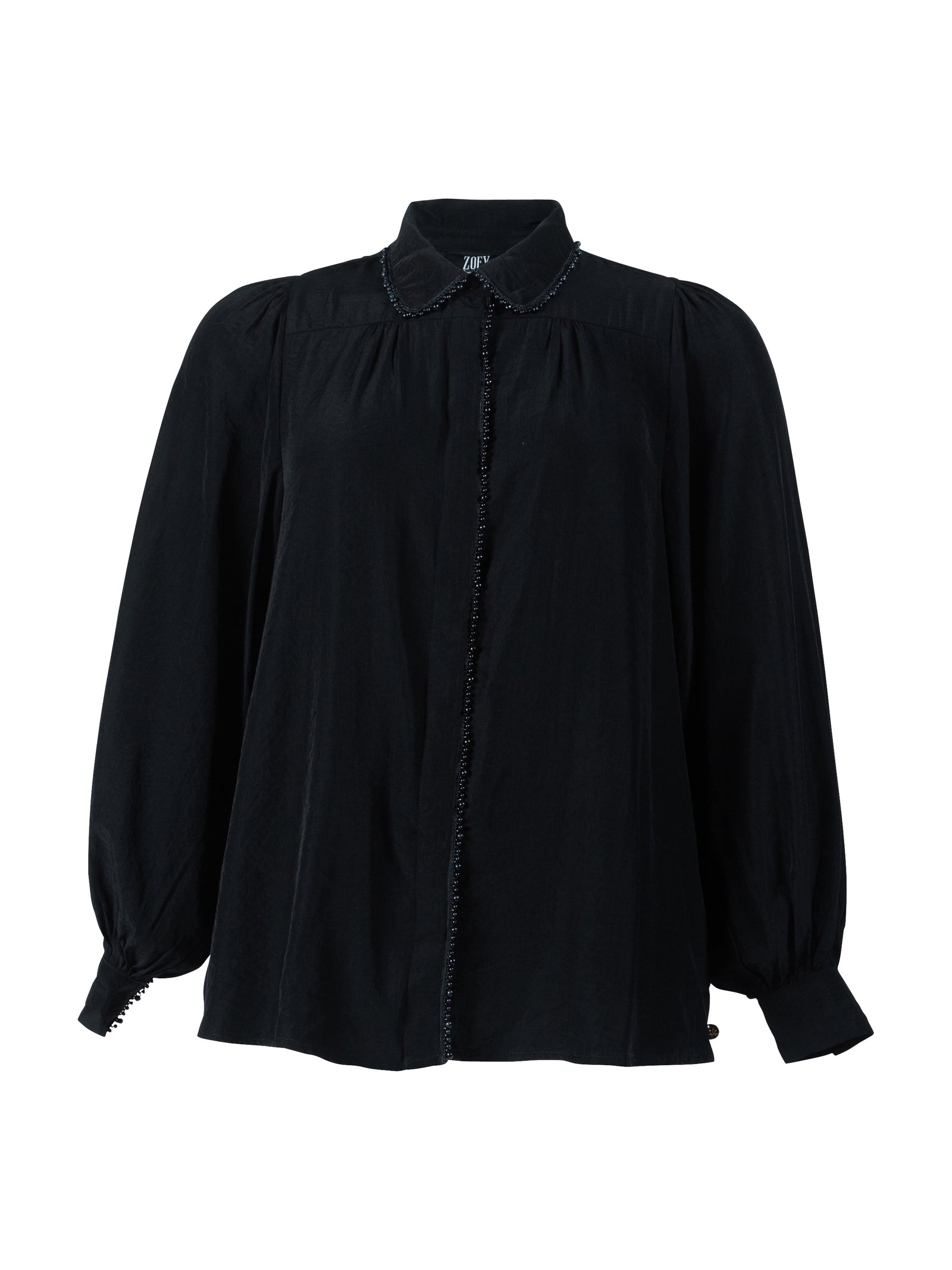 HYEON ヘヨン tsubutsubu blouse black×black GLORIA_BLOUSE-Blouses-241-3447