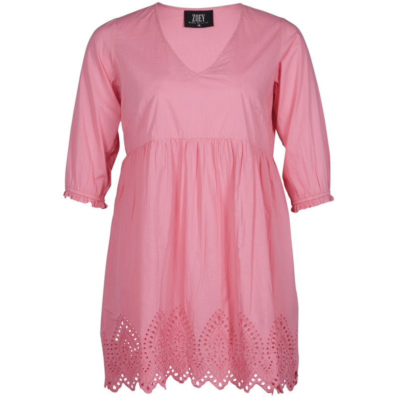 ZOEY KJOLE MED BRODERIE ANGLAISE Dress 636 Bright Pink