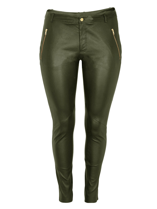 ZOEY LUCILLE LEATHER PANTS Trousers 316 Olive