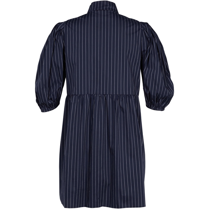 ZOEY PINSTRIPE DRESS WITH GATHERED SEAMS Dresses 476 Navy