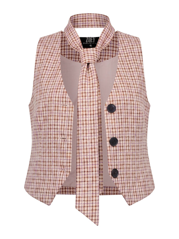 RAYA VEST - Pink Check – zoey-denmark.com
