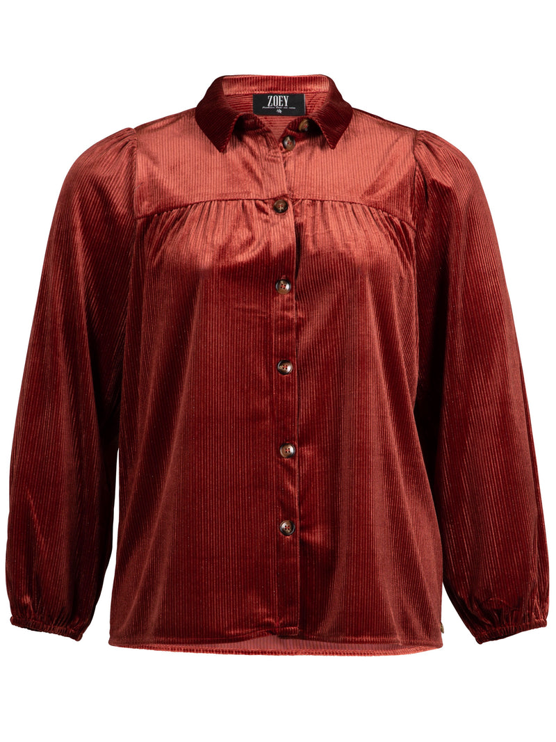 ZOEY VELVET SHIRT Shirts 648 Terracotta Red